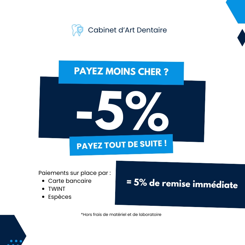 Offre de remise immédiate si le paiement est réalisé sur place